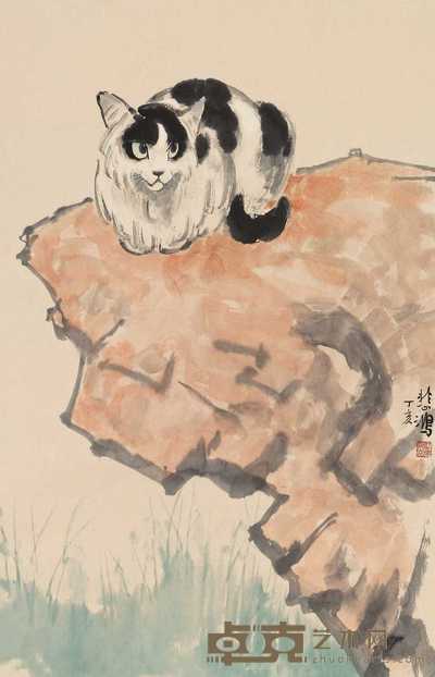 徐悲鸿 1947年作 猫 立轴 70×45.5cm